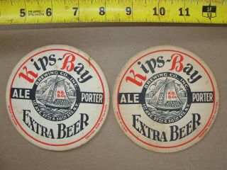 2 Kips Bay Ale Porter Extra Beer Ny 1930’s 4 Inch Round Coasters Nyc