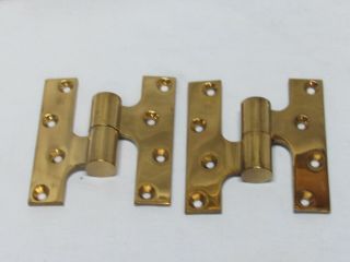 Hager Solid Brass H Door Hinges 5 " X 4 1/2 " Vintage