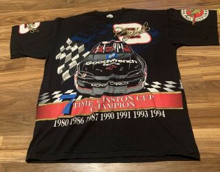 Vintage Dale Earnhardt All Over Print 7 Time Winston Cup Champion Shirt Xl