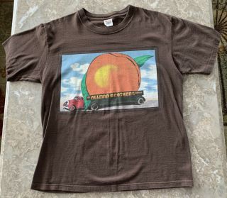 Allman Brothers Band - Eat A Peach For Peace T - Shirt - Brown - - Vintage -