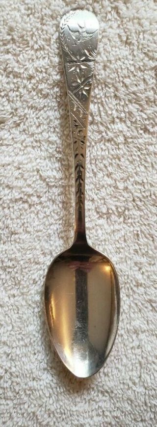 Bird Brite Cut Engraved Sterling Silver Aesthetic Teaspoon By Wallace 5 7/8 "
