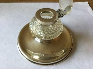 Desk Top Silver and Glass Inkwell,  Hallmarked Birmingham 1903. 2