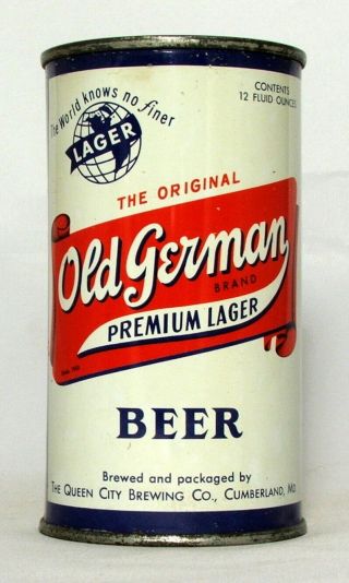 Old German Premium Lager Beer 12 Oz.  Flat Top Beer Can - Cumberland,  Maryland