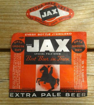 Vintage Jax Beer Bottle Label /new Orleans