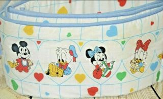 Vintage Dundee Disney Babies Mickey Mouse & Friends Hearts Baby Bumper Pad 80 