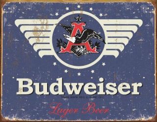 1936 Budweiser Lager Beer Vintage Rustic Retro Tin Metal Sign 16 X 13in
