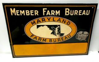 Vintage Maryland Farm Bureau Tin Embossed Sign