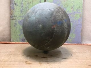 Vintage Copper Float Ball,  9”,  W/ Threaded Mounting Nut,  Steampunk 2