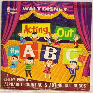 Vtg Walt Disney Presents 1964 Acting Out The Abcs Child Primer Record Lp Vinyl