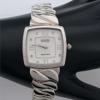 Vintage Ecclissi Sterling Silver Ladies Watch 33535 M.  O.  P Diamond Dial Bx3 - Esw1