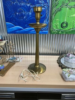 Vintage Slim Brass Table Lamp Art Deco Streamline Heavy