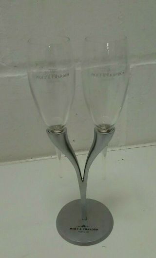 2x Moet & Chandon Footless Champagne Glasses With Stand