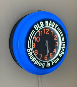 Vintage Old Navy Store Lighted Advertising Sign Wall Clock Great