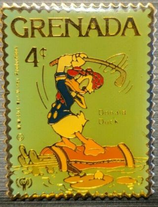 Disney Pin Grenada Stamp Donald Duck Golfing Pinpics 4626
