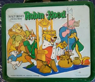 Vintage 1973 Walt Disney Robin Hood Lunchbox And Thermos