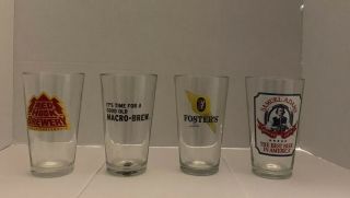Craft Brewery Pint Glasses Mugs Cups Set Of 4 Different Glasses