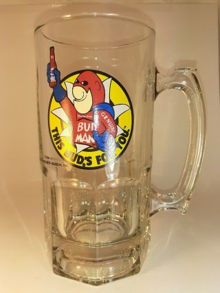 Budweiser Bud Man 1988 Extra Large Beer Mug
