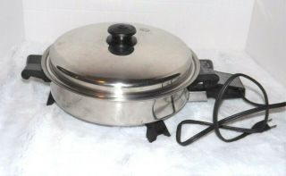 Vintage Saladmaster Oil Core Electric Skillet With Vented Vapo Lid 7817
