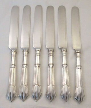 A Good Vintage Set Of 6 Silver Plated Dessert Knives - Albany Pattern - Turner