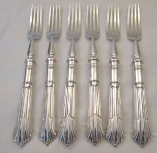 A Good Vintage Set Of 6 Silver Plated Dessert Forks - Albany Pattern