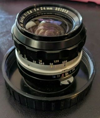 Nikon Nikkor N Auto 1:28 F=24mm 341013 Lens Vintage With Filter And Case