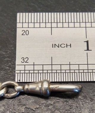 Antique Sterling Silver Men ' s Curb Link Albert Chain Bracelet,  9 