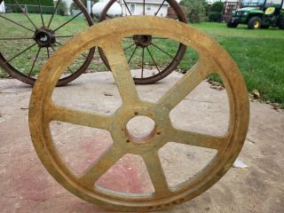 32 Pound Decorative Industrial Steampunk Farm Vintage Cast Iron Pulley Repurpose