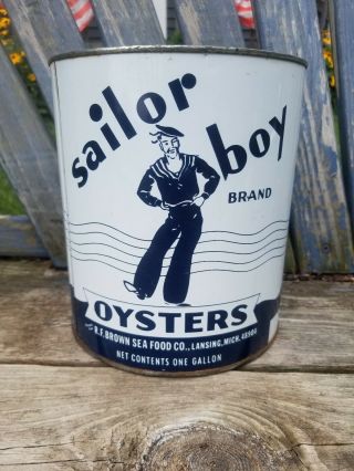 Vintage 1 Gallon Sailor Boy Brand Oysters Tin/can