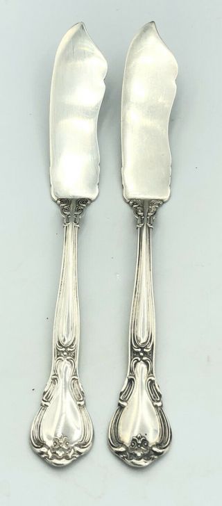 Qty 2 Gorham Chantilly Sterling Silver Master Butter Knives 6 3/4 Inches