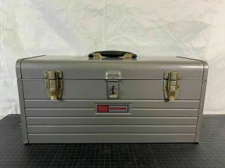 Vintage Sears Craftsman Metal Tool Box With Tray 16 ¾” X 7 " Deep X 7 ½” Tall