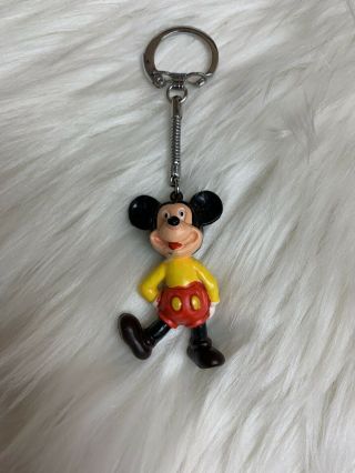 Vintage Mickey Mouse Rubber Figure Walt Disney Productions - Keychain