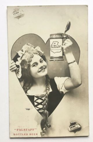 Vintage Orig Falstaff Bottled Beer Postcard Rppc Real Photo 1913 Lemp St Louis