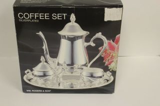 Vintage Wm Rogers 4 Piece Silver Plated Tea Coffee Set With Serving Platter