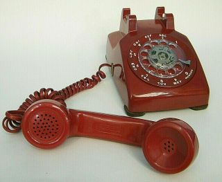 Vintage Bell System Western Electric Red " Hot Line " Rotary Dial Desk Phone