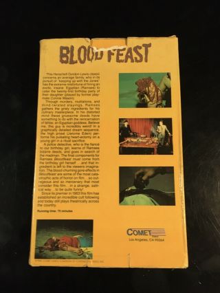 BLOOD FEAST COMET VIDEO Big Box VHS Herschel Gordon Lewis Horror Classic Vintage 2