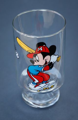 Disney Mickey Mouse Baseball Anchor Hocking Footed Drinking Pedestal 7 " Glass