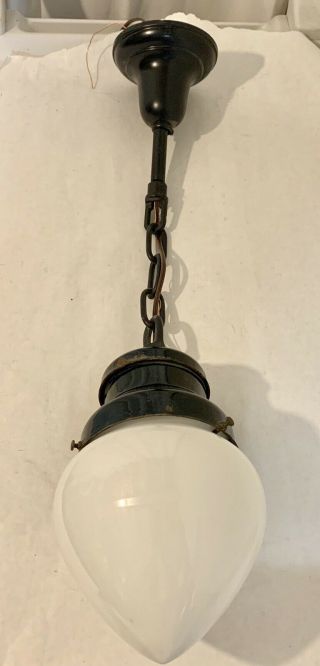 Vintage 1920’s Ceiling Drop Light Fixture Milk Glass Globe