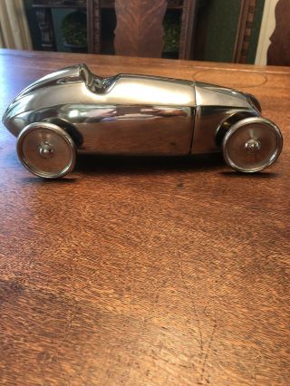 Pottery Barn Stainless Steel Vintage Style Race Car Large Cocktail Shaker