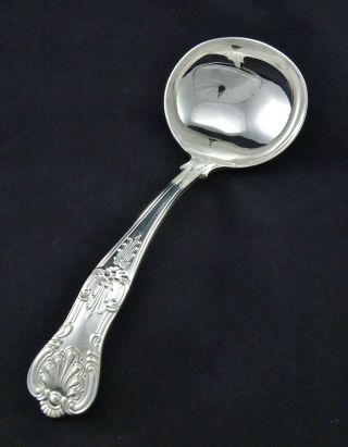 Heavy Vintage Silver Plated Kings Queens Pattern Soup Punch Ladle 13 " Sheffield