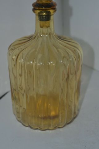 Vtg Genie Bottle Decanter With Stopper Yellow Amber Empoli Italy 14” 3
