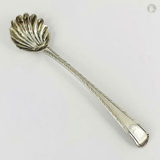 George Iii Sterling Silver Shell Mustard Spoon London 1790 Charles Hougham