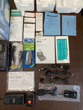 Vintage 1988 Sony GV - 8 Video Walkman TV Recorder Complete Box Wires Instructions 2