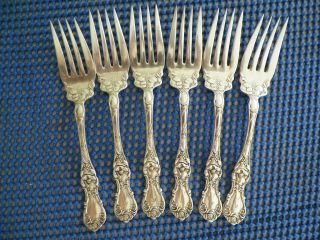 Set Of 6 R Wallace Silverplate Floral Salad /dessert / Forks 6  Mono B