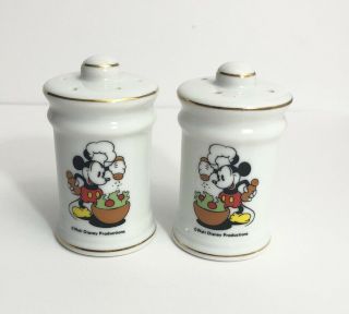 Vintage Disney Chef Mickey Mouse Ceramic Salt & Pepper Shakers Japan