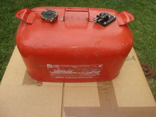 Evinrude Johnson Omc Outboard 6 Gallon Remote Red Metal Gas Tank Fuel Can Vtg