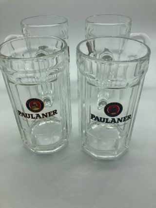 Paulaner Munchen Beer Mug Set Of 4 Dimpled Glass Mugs Steins.  4 Liter