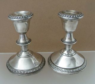 Pair 2 Signed Poole Weighted Sterling Silver Candle Sticks Use Or Scrap 486 Gr