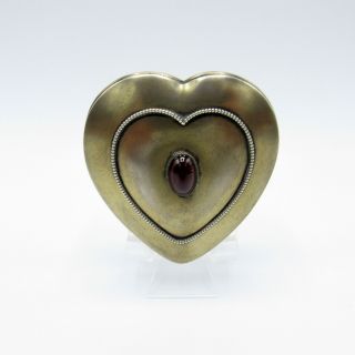 Antique Gorham Sterling And Cut Glass Heart Shaped Dresser Jar Box W Cabochon St