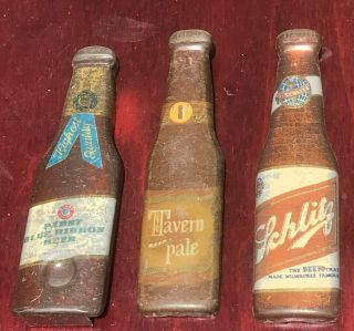 Pbr,  Schlitz,  Tavern Pale: 3 Diff.  Figural Beer Bottle Openers Pabst Blue Ribbon