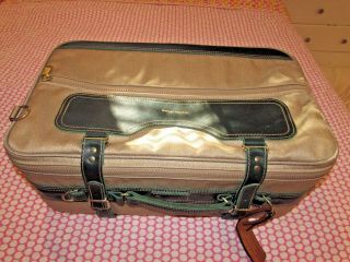 Vintage Mark Cross Suitcase Luggage Travel Bag Leather Trim 21 " X 13 " X 8 "